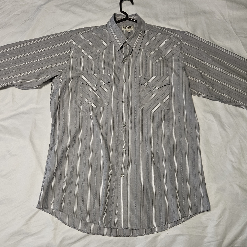Ely Cattleman Long Sleeve Western Pearl Snap Button Up Shirt Size 16 x 35